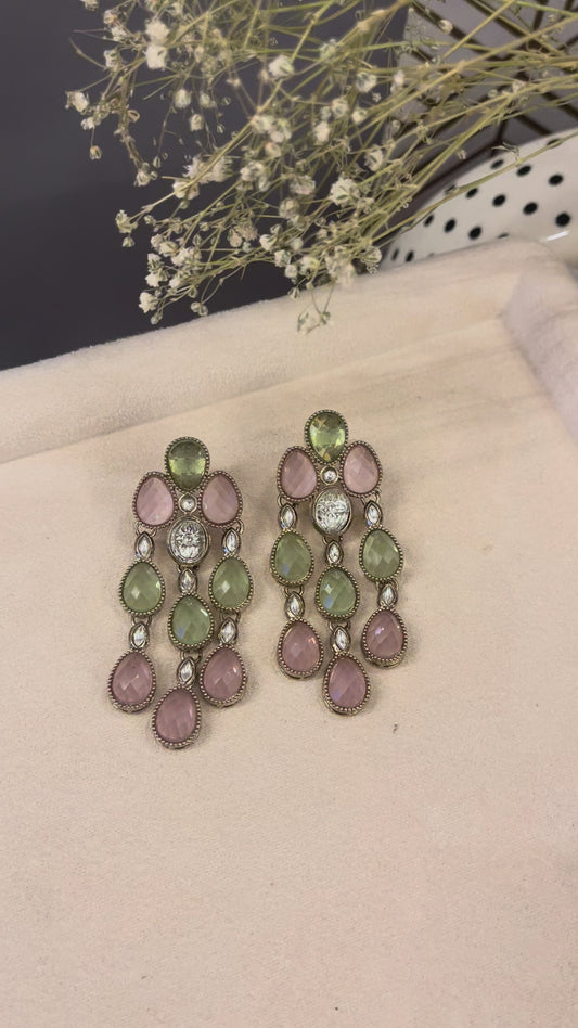 Pink & Mint Dangler Earrings